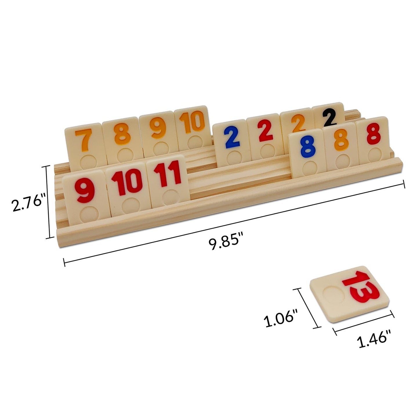 Uvcany Rummy Cube Game With 4 Wooden Racks/Trays, 106 Rummy Cube Game Set With Portable Case, Rummy Tiles Travel Set With 4 Tiles Holders For Family Classic Board Games