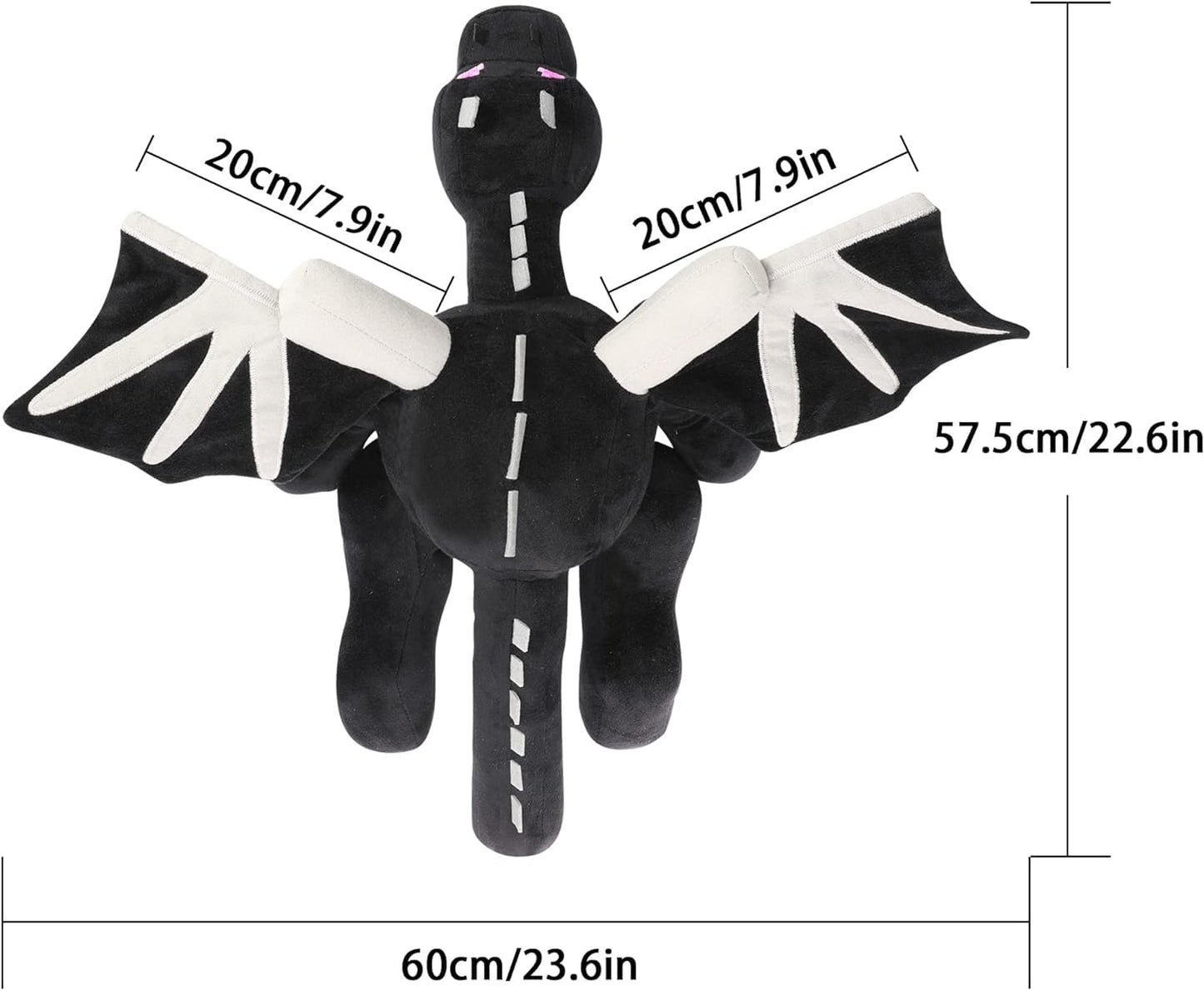 Adumtil Black Dragon Plush Toy - 23.7" Video Game Character - Soft Polyester Stuffed Animal - Perfect Birthday/Xmas Gift for Kids