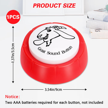 Cozymate Shrieking Goat Desk Toy Button For Men Women Funny Buttons With Goat Sound Prank White Elephant Gag Gifts For Office (Red, 1P)