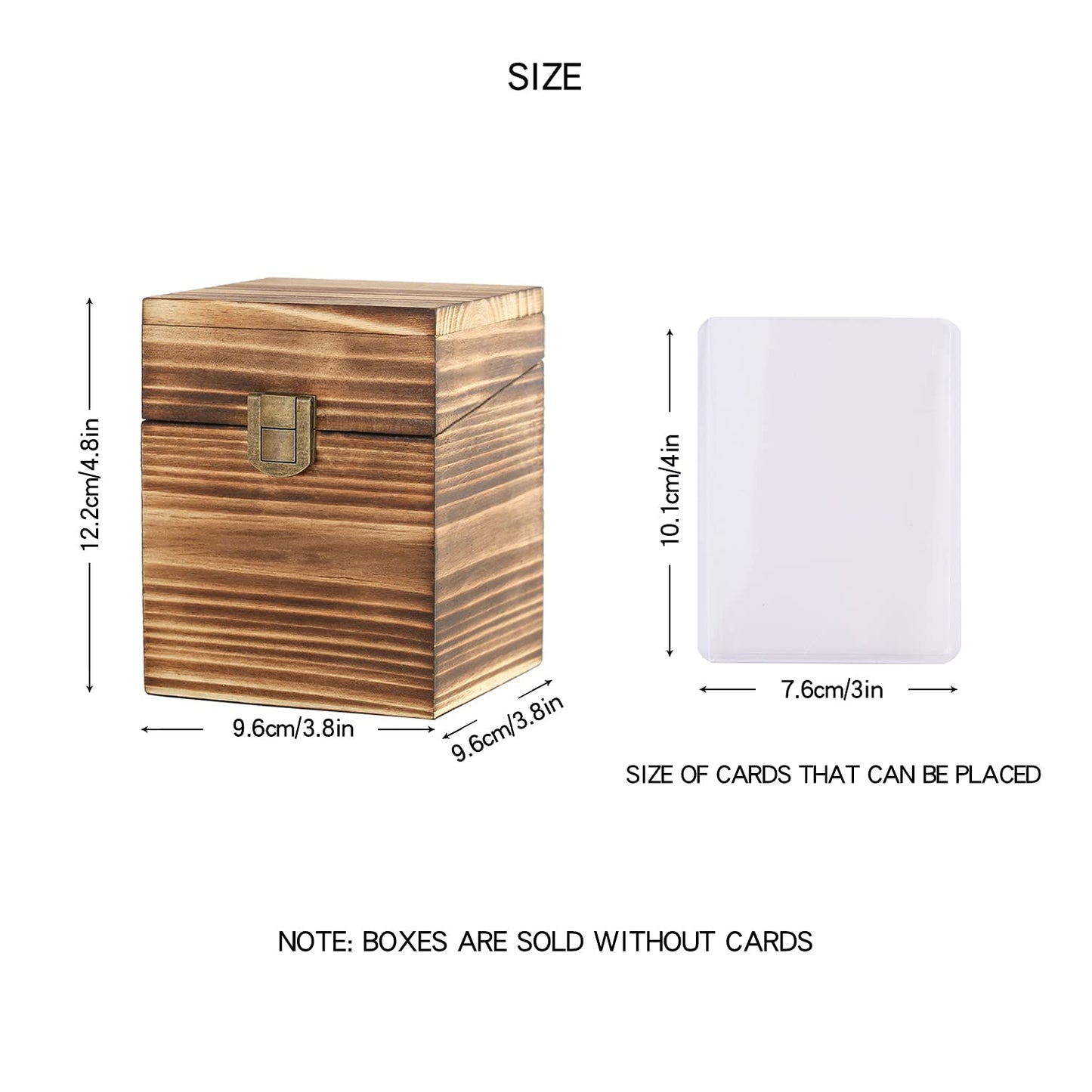 BalterFF Trading Deck Box - Rustic Wood Card Storage Organizer, Carbonize, 3.8"x3.8"x4.9"