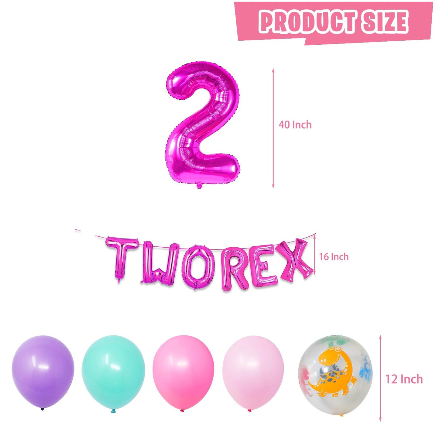 Mpanwen Girl Dinosaur 2Nd Birthday Party Decorations, Two Rex Pink Dinosaur Dino Party Supplies For Girls Baby - Banner, Cake, A