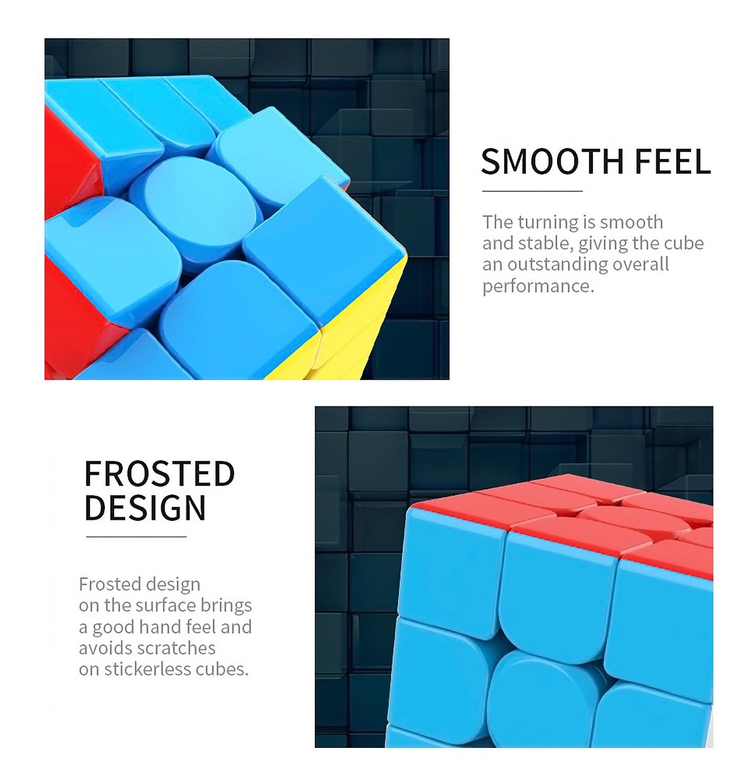 Cfmour Speed Cube 3X3X3 - Moyu Meilong 3C, Stickerless Magic Cube 3X3, Fast Smooth Turning Vivid Colour 3D Puzzle Brain Toy Travel Games, Turns Quicker Than Original