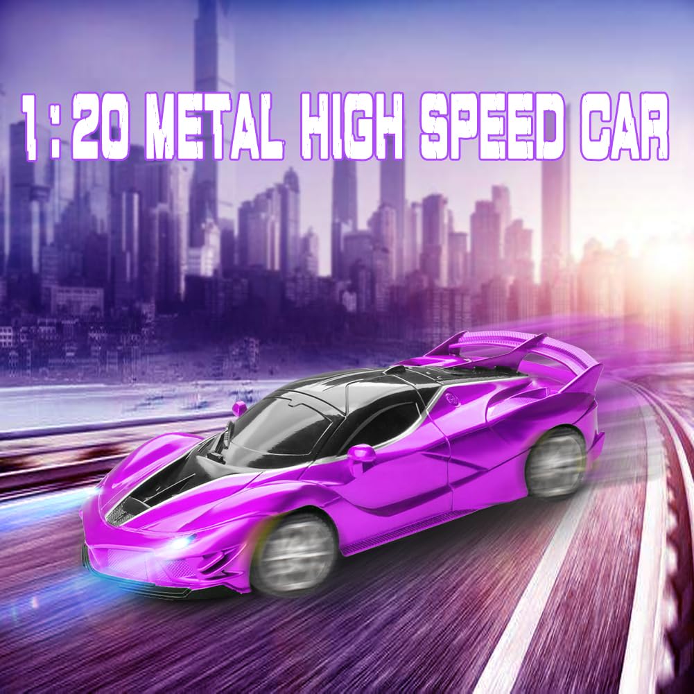 Yomwet RC Cars-Remote Control Car for Girl, 1:18 Scale Electric Remote Toy Racing, with Led Lights Rechargeable High-Speed Hobby