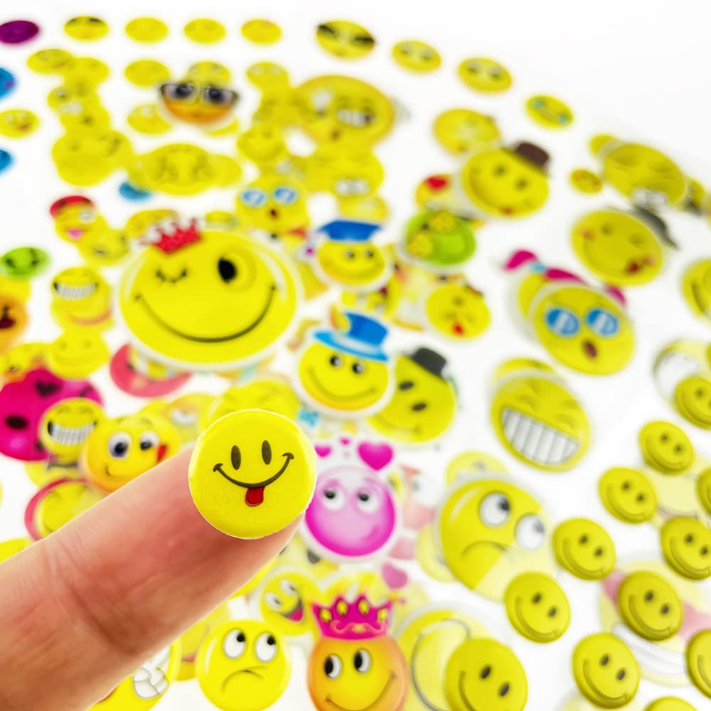 SIX VANKA 3D Puffy Stickers for Kids - 8 Sheets, Happy Smile Face, Fun and Colorful Design