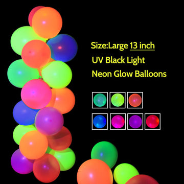 210 Pack 12 Inches Uv Colored Neon Balloons Glow In The Dark Balloons Neon Party Decorations Glow Party Supplies Glow Balloons B