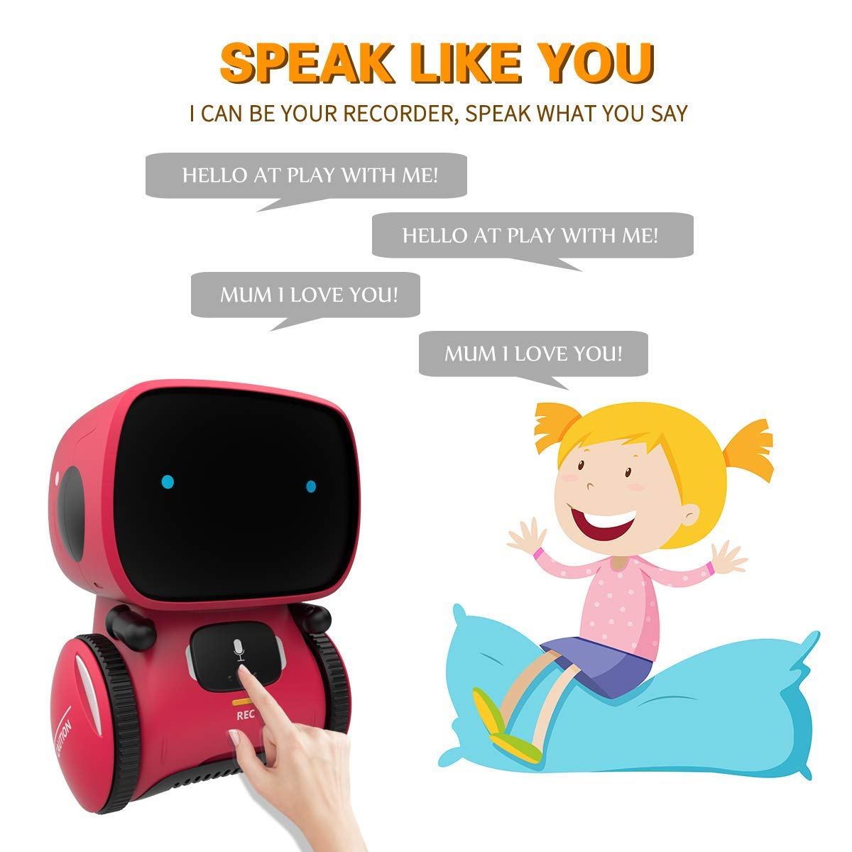 98K Kids Robot Toy, Smart Talking Robots, Gift for Boys and Girls Age 3+, Intelligent Partner and Teacher, with Voice Controlled