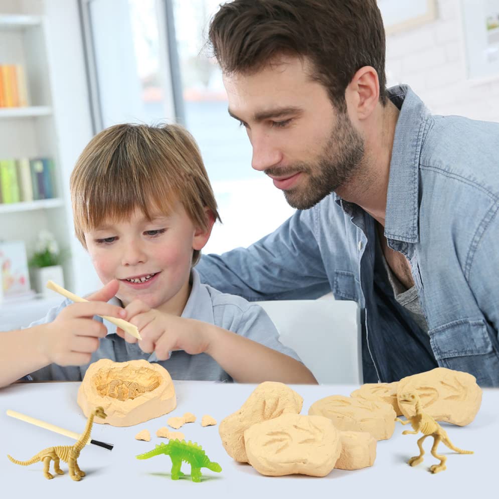 Byncceh Dinosaur Fossil Digging Kit - STEM Toy for Kids 6-12, Excavates 12 Bones, Glow in The Dark, 6.24 x 13.65 x