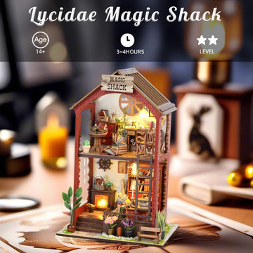 Diy Book Nook Kit, 3D Puzzle Wooden Book Nook, Dollhouse Kit, With Furniture And Led Light, Accessories Educational Toys, For 14