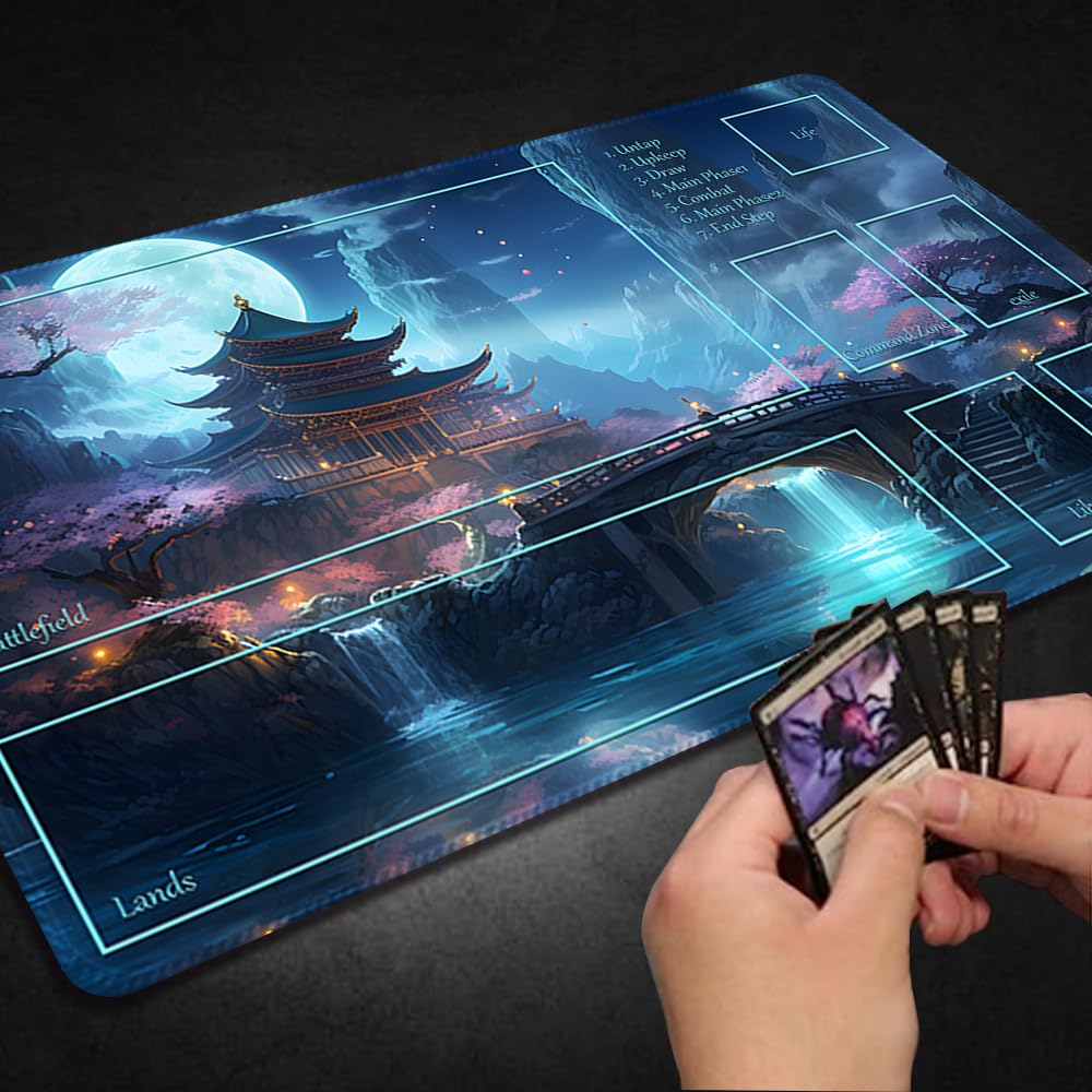 Premium Stitched Mtg Playmat With Zones And Non-Slip Rubber Backing - Tcg Play Mat For Mtg And Other Card Games - Colorful Desig