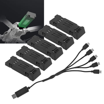 Drone Battery and Charger Cable Combo Set, 3.7V 1200mAH Lithium Battery with 5 in 1 Charger Cable for E58 L800 JY019 RC Quadcopt