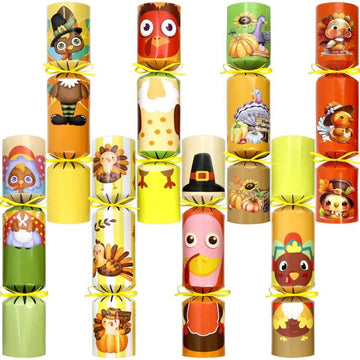 8 PC Thanksgiving Crackers Poppers Party Table Favors No Snap No Popping Fall Thanksgiving Games Activities for Family Kids with