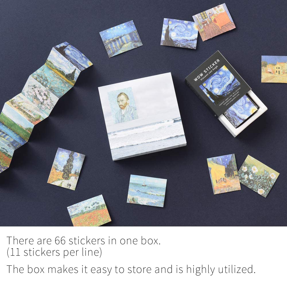 Monolike Wow Sticker Gogh + Monet Set - Mini Size Cute Stickers, Square Stickers