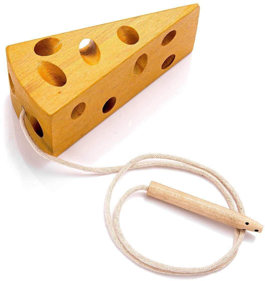 Klt Lacing Toy For Toddlers, Wooden Threading Toy Kids Travel Car Airplane Activities, Road Trip Essentials Games, Educational Learning Fine Motor Skills Montessori Toys 1 Apple,1 Watermelon, 1 Cheese