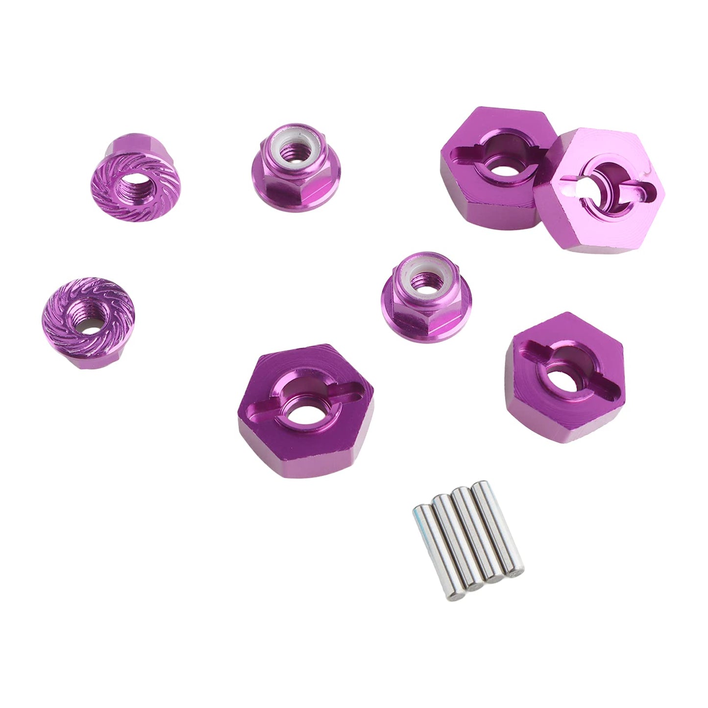 GDOOL 12mm Wheel Hex Hubs Drive Adapter 5mm Thick & Flange M4 Lock Nuts Aluminum for Redcat Axial HSP WLtoys Himoto RC Truck Mod