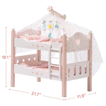 Robotime Baby Doll Bunk Beds, Wooden Baby Doll Crib, Stackable Doll Bed Toy, High18 Inch Dolls Furniture Fits American Girl 3+ (