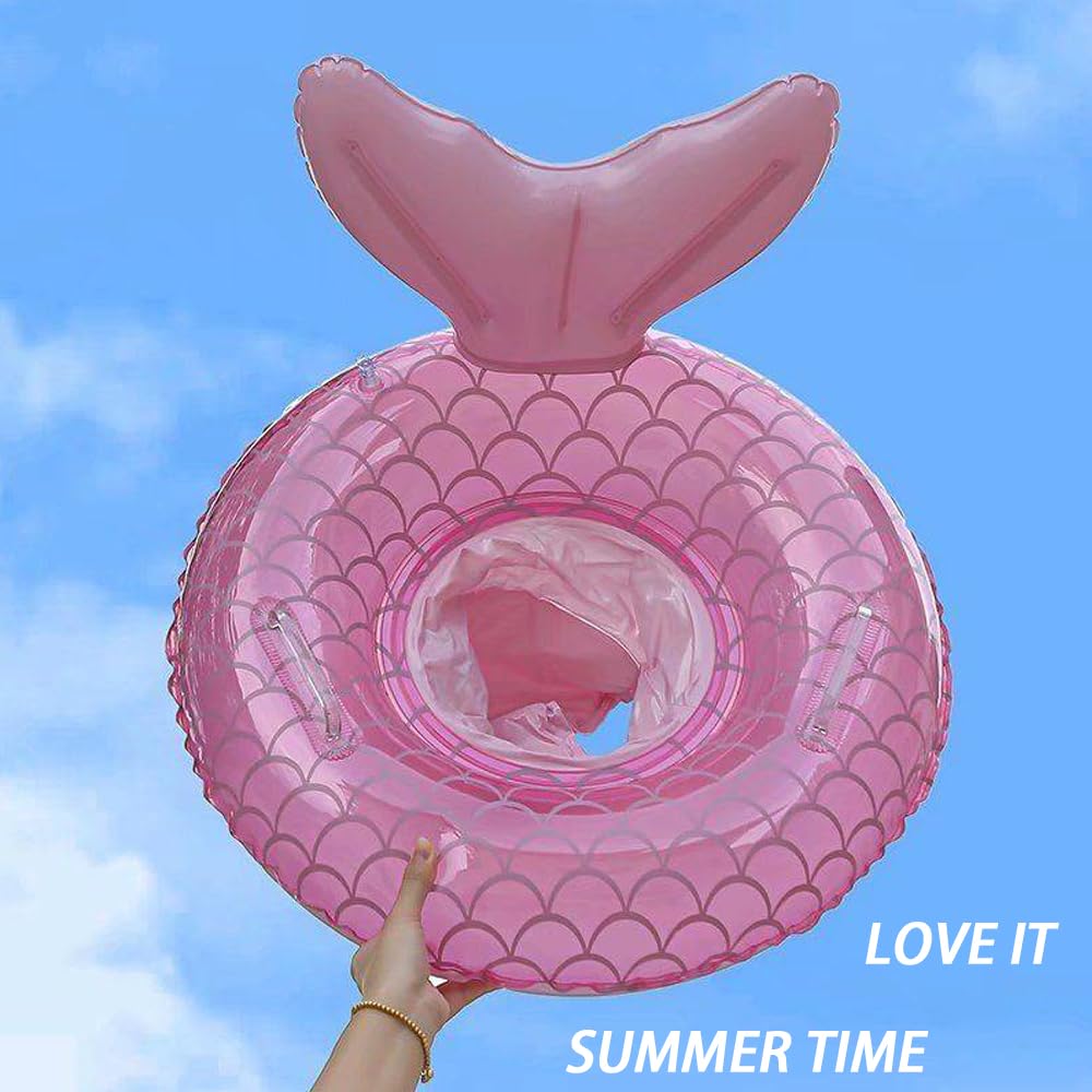 New Baby Swimming Pool Floats For Toddler Kids 0-8 Years Under 44Lb, Inflatable Swim Ring Water Raft With Seat And Handle For Summer Beach Outdoor Children Infant Bath Toys (Pink Mermaid 2)