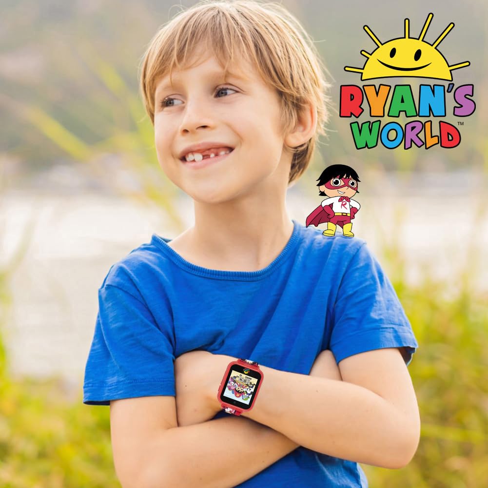 Accutime Kids Ryan'S World Red Educational Touchscreen Smart Watch Toy For Boys, Girls, Toddlers - Selfie Cam, Learning Games, Alarm, Calculator, Pedometer And More (Model: Ryw4037Az)