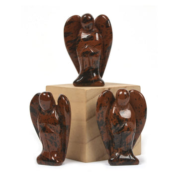 Justinstones Carved Mahogany Obsidian Gemstone Peace Angel Pocket Guardian Angelhealing Statue 2 Inch