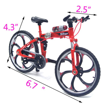 Ailejia Finger Racing Bicycle Mountain Bike Cake Topper Mini Dirt Bike Bicycle Model Cool Boy Toy (Red)