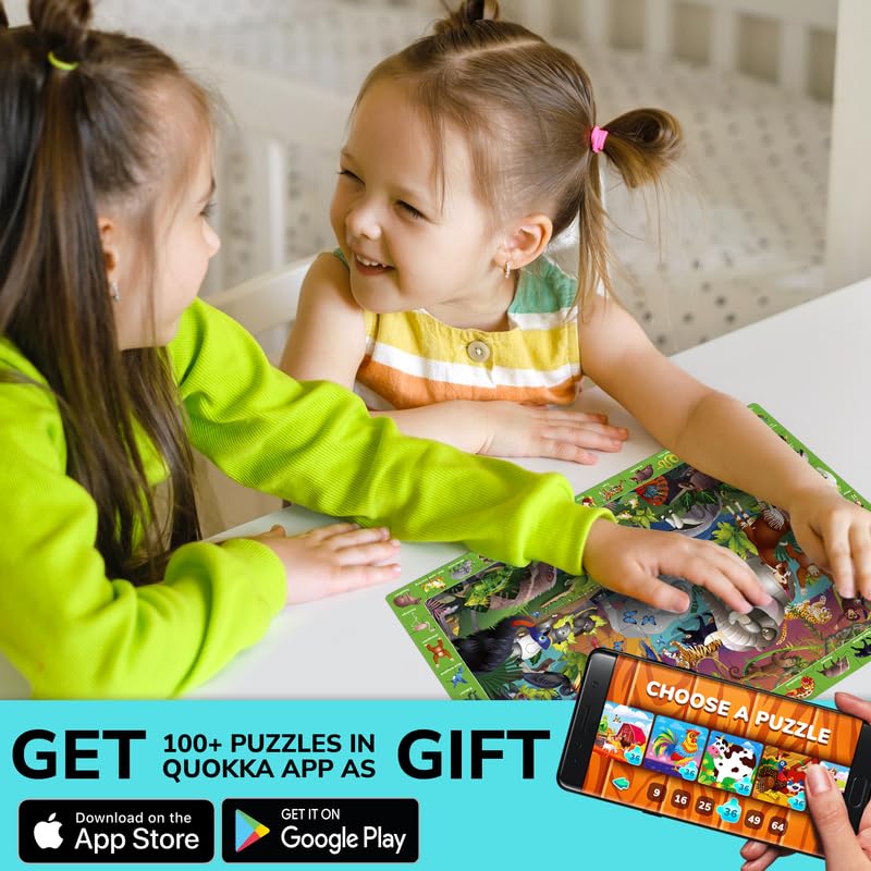 Puzzles For Kids Ages 4-6 - 4 X 60 Puzzles For Toddlers 3-5 By Quokka - Educational Search & Find Toy For 6-8-10 Yo For Learning Forest Polar, Usa National Park Animals & City Life