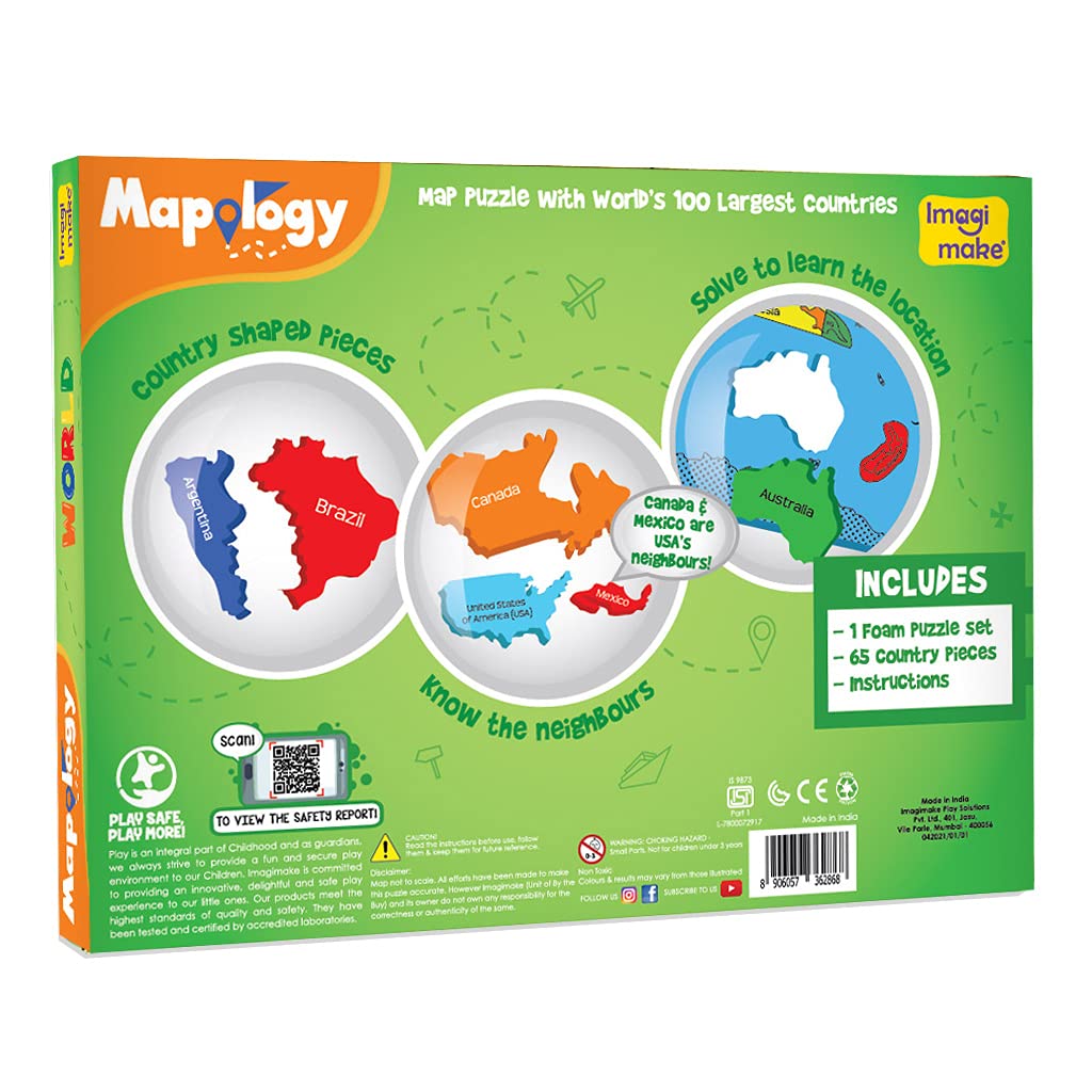 Imagimake Mapology World Map Puzzle | Educational Toys For Kids 5-7 | Puzzles For Kids Ages 4-8 | Map Of The World | 6 Year Old