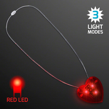 FlashingBlinkyLights Red Flashing LED Light Up Heart Necklace - Perfect for Parties, Gifts, and Festivals