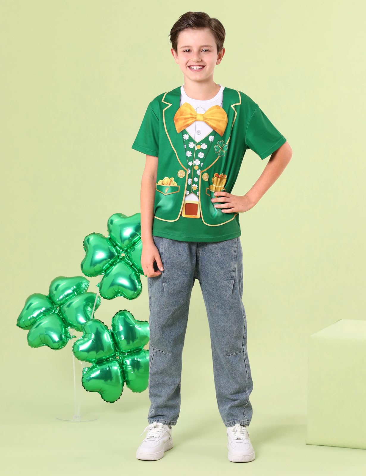 COSLAND Boys' St Patricks Day Shirt for Kids Novelty Top, Green, Small