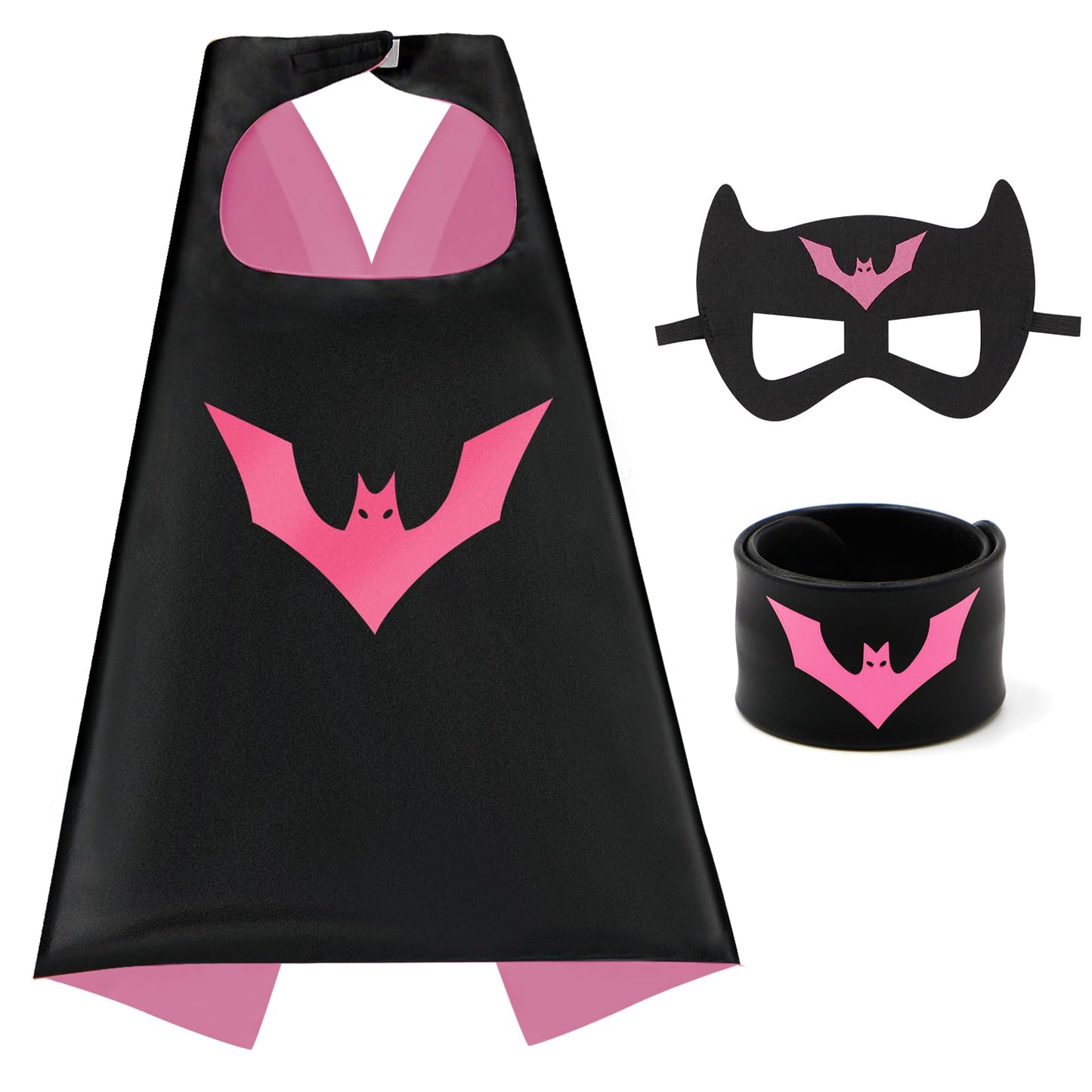 Mizzuco Dress Up Capes For Kids Superhero Cloak With Mask And Waistband Halloween Costumes And Party Dress Up(Rose Pink)