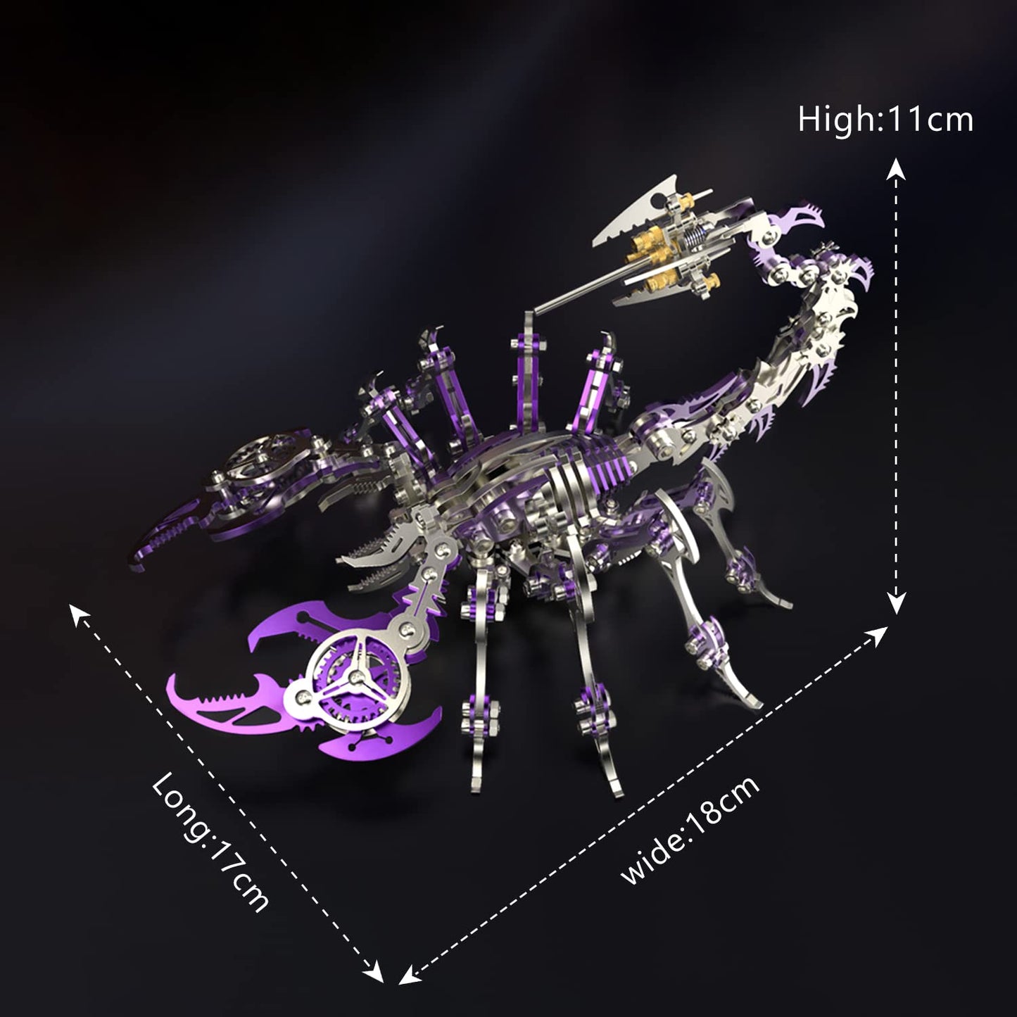 Filaslft 3D Metal Model Kits, Mechanical Scorpion King Purple 3D Metal Puzzle,Steel Warcraft Collection Diy Animal Brain Teasers
