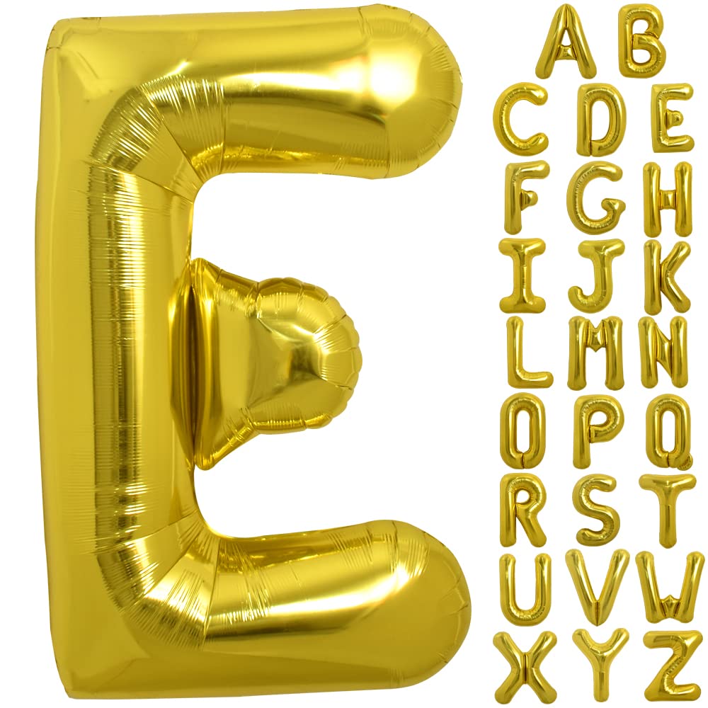 Toniful 40 Inch Large Gold Letter E Balloons Helium Balloons,Foil Mylar Big Balloons For Birthday Party Anniversary Supplies Dec