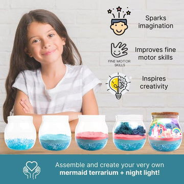 Unicorn Light Up Terrarium Kit For Kids I Diy Unicorn Toys Craft Kits For Kids I Terrarium Jar Night Light For Kids Crystal Growing Kit I Unicorn Gifts For Girls Age 4-12