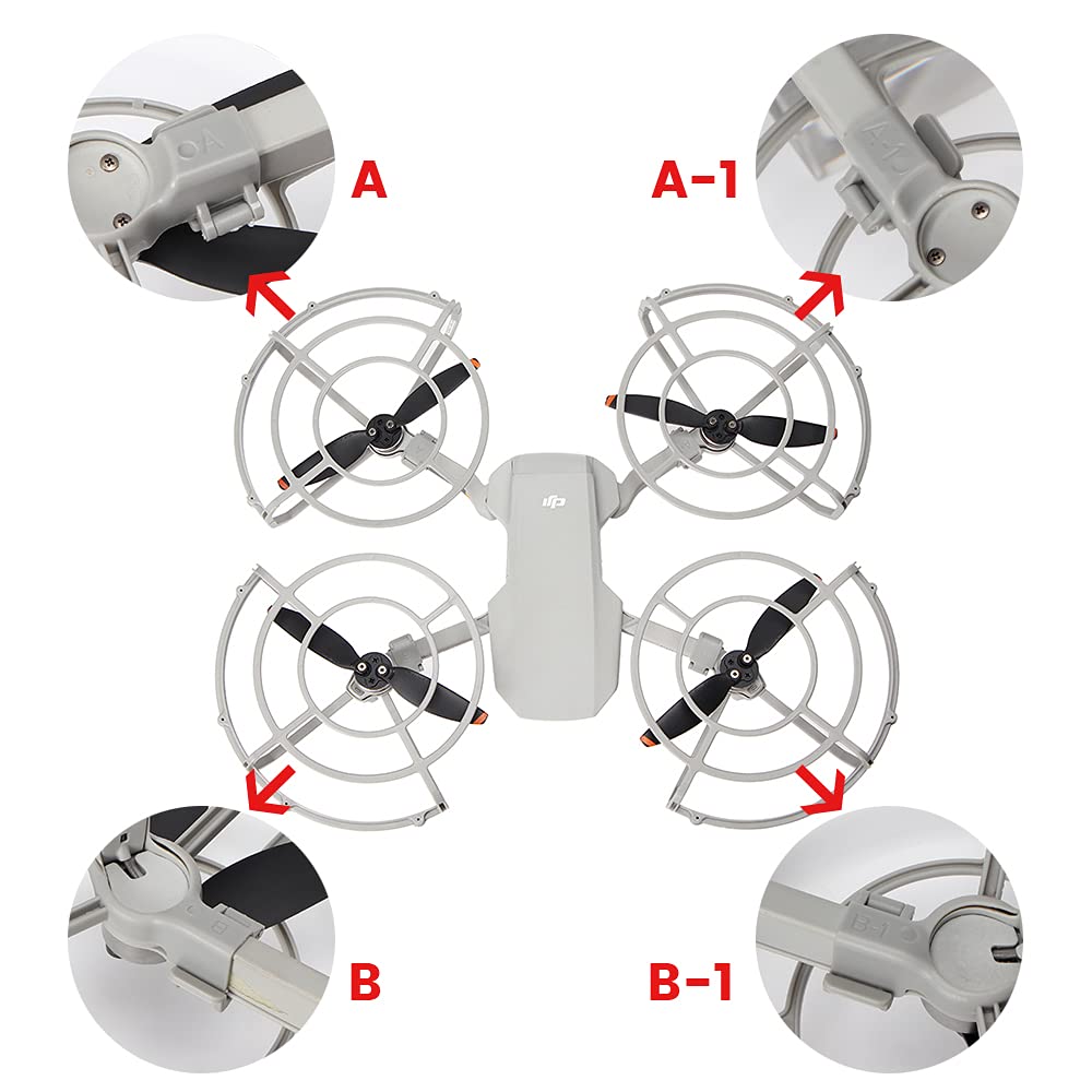 360 Mini 2 Propeller Guard+16Pcs Low-Noise Propellers and Quick-Release Blades Props +1 Pair Propellers Holder for DJI Mini 2/Mi