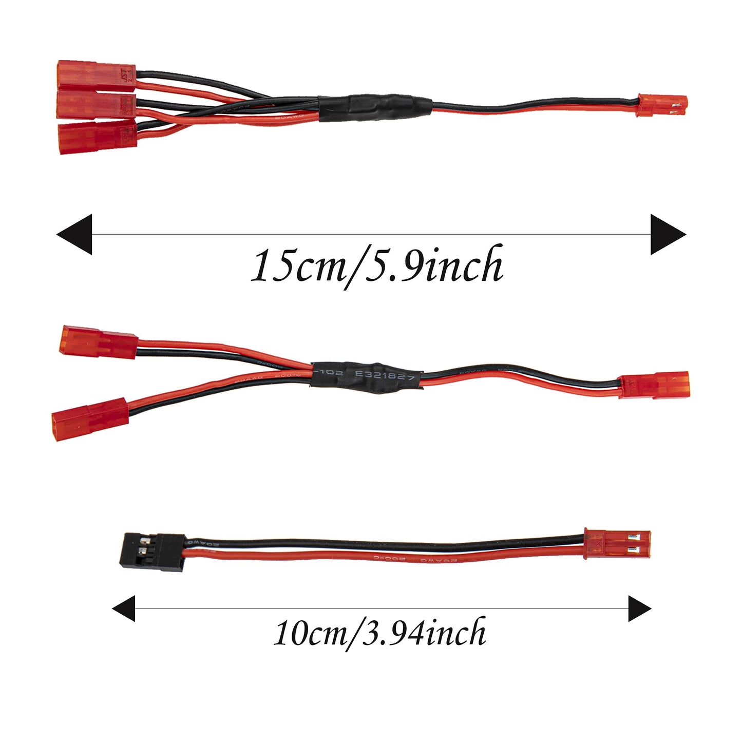 8Pcs JST Plug Y Splitter,JST to JR Male Female Wire Adapter JST Y-Harness Connectors Parallel Extension Cable Compatible with Tr
