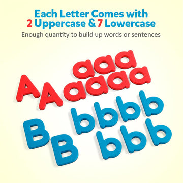 Coogam Magnetic Letters 251 Pcs With Magnetic Board And Storage Box - Uppercase Lowercase Foam Alphabet Abc Magnets For Fridge Refrigerator - Educational Toy Set For Classroom Kids Learning Spelling