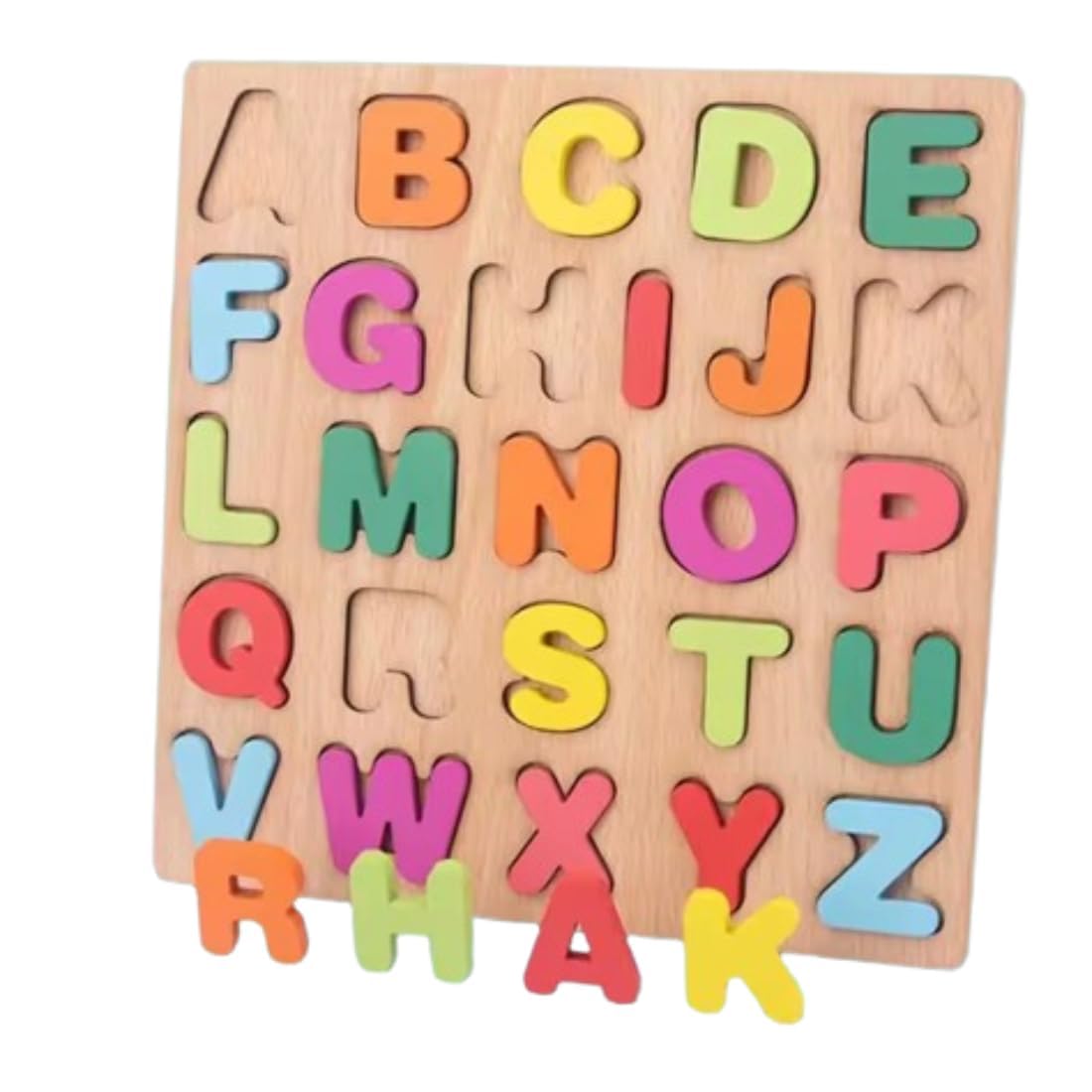 Mara Bommai Colorful Wooden Puzzle Set Featuring 3D Capital Alphabets, | Abcd Puzzle Set | Wooden Learning Educational For Kids