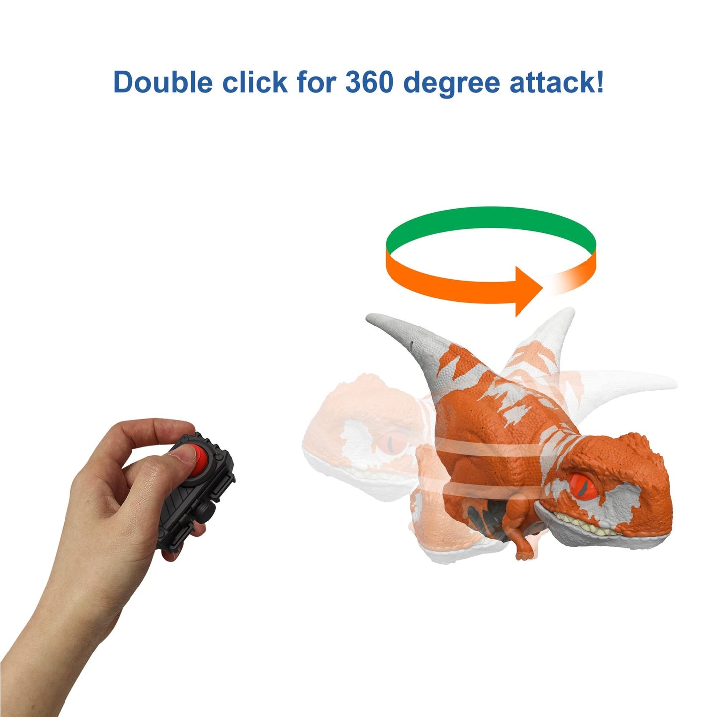Mattel Jurassic World Toys Dominion Uncaged Click Tracker Atrociraptor Dinosaur Action Figure, Toy Gift With Interactive Motion And Sound, Clicker Control (Red)