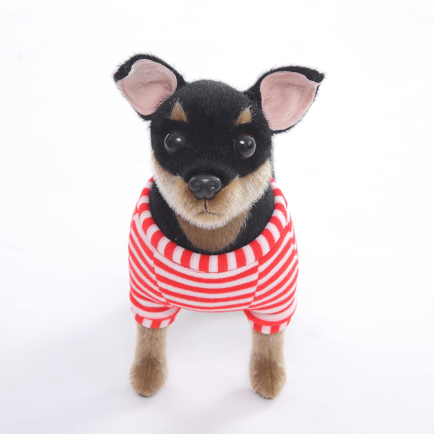 Cu-Mate 10 Inch Doberman Pinscher Dog Stuffed Animal - Black And Tan Lifelike & Realistic Plush Toy Puppy Dog Standing Present G