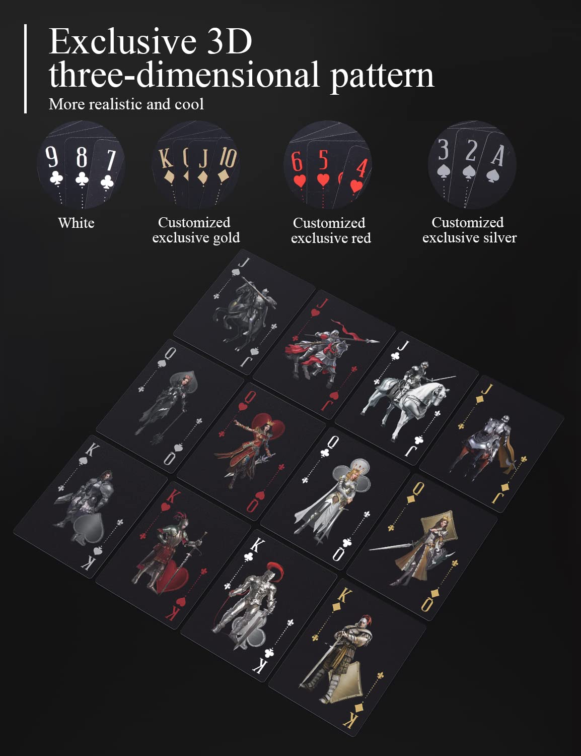 Acelion Waterproof Clear Playing Cards, Plastic Playing Cards, Deck Of Cards, Gift Poker Cards (Knight)