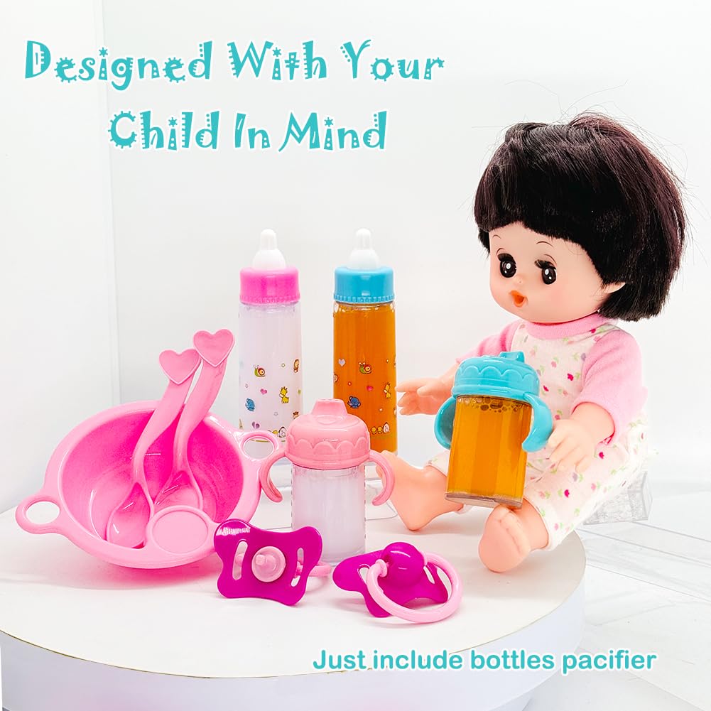 Saiburaz Baby Doll Bottle Accessories Toys Baby Doll Magic Bottles Playset Disappearing Bottles With Pacifier For Little Girls (Big Set(For 12-18' Doll))