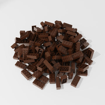 Classic Bulk Brick Block 2X4, 200 Piece Building Brick Brown, Compatible With Lego Parts And Pieces 3001, Creative Play Set - Compatible With Major Brands(Colour:Brown)