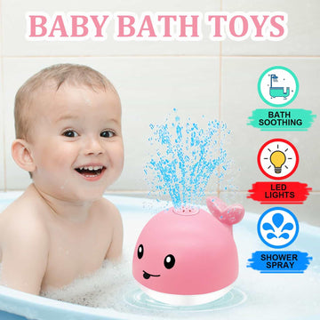 Baby Bath Toys 6-12 Months - Rechargeable Toddla Whale Bath Toys Sprinkler Light Up Pool Bathtub Tub Toys For Toddlers Infants K
