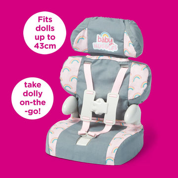 Casdon Grey Car Booster Seat for Dolls, Fits 35cm Dolls, Model 71060, Plastic, One Size