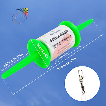 Simxkai Kite String Spool, Kite Reel Winder,Easy-to-Grip Kite Line Handle, 600 feet Twisted Kite Line for Kids & Adults(Green)