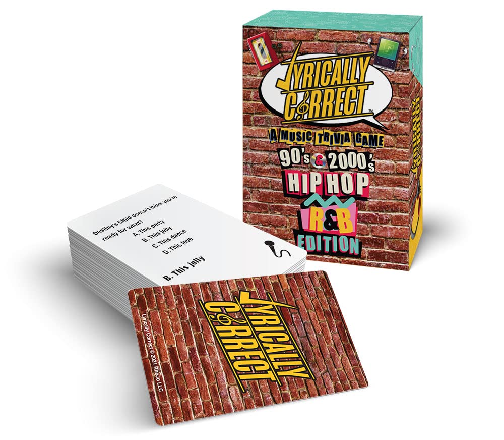 Lyrically Correct Hip Hop & R&B Trivia Card Game, Fun Party Game for Adults, Multicolor, Model LC20201A