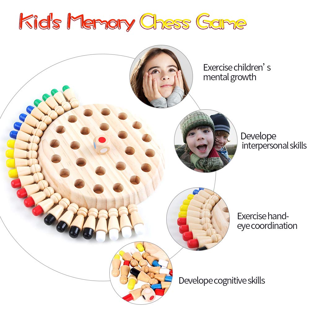 Wooden Memory Match Stick Chess Game, Color Memory Chess, Funny Block Board Game, Parent-Child Interaction Toy, Educational Inte