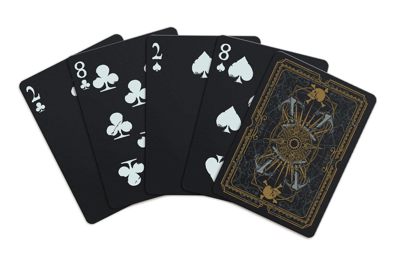 GENT SUPPLY CO. Gents of Fortune Playing Cards - Black Flag Edition, Waterproof, Black PVC Plastic, Multi-Color (Gold, Silver, White, Red)