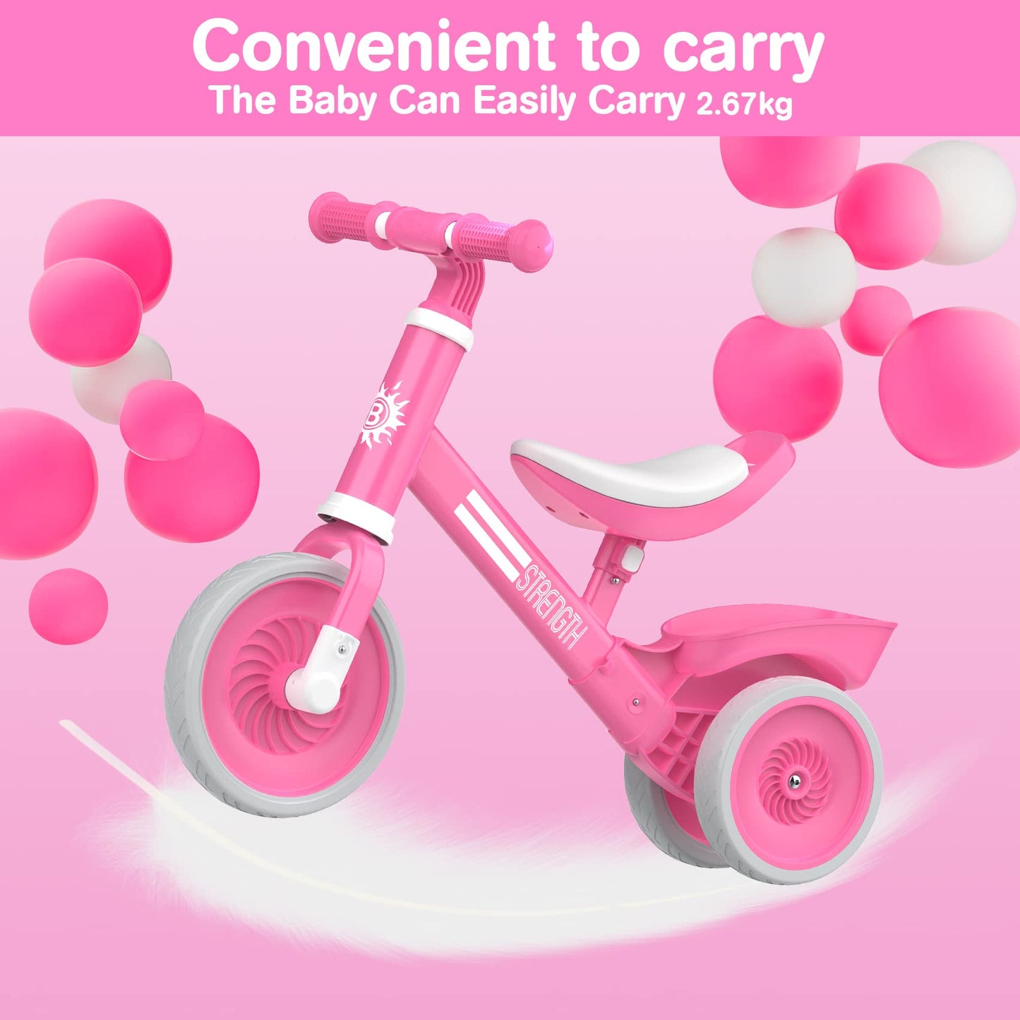 Bakeling Balance Bike 2-4 Year Old, Perfect, Sturdy, Steady Balance Bike For Toddlers 2 3 4 Year Olds, Easy To Put Together, Well Crafted, Bike For 2-4 Boys (Light Pink)