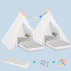 Wilwolfer 2 Sets Teepee Tent For Kids With Inflatable Airbed Toddler Play Tent White Foldable Playhouse For Indoor Outdoor Boys