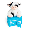 Sendafriend Cooper The Cow Stuffed Animal Care Package, Someone Loves You Box, Great Gift For Any Reason (Happy Birthday Notecar