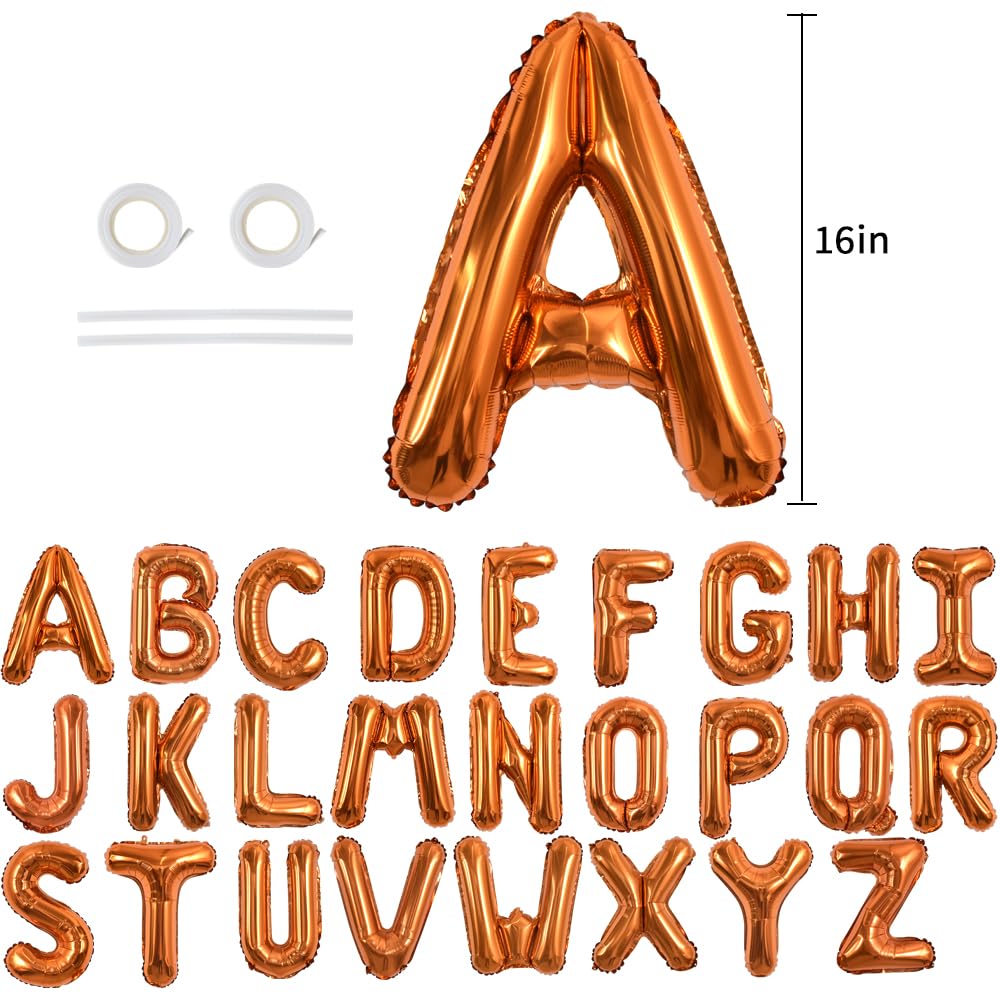 Toniful 52 Pieces 16 Inch Orange Letter A-Z Balloons,Custom Phrase Mylar Foil Alphabet Letter Diy Personalized Phrase Banner For